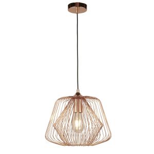 Bell Cage 1 Light Cage Pendant - Shiny Copper