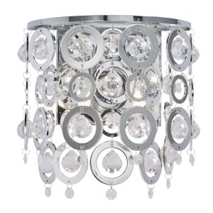 0572-2CC Nova - Nova 2 Light Wall Bracket, Chrome, Clear Acrylic Balls, Chrome Acrylic Rings
