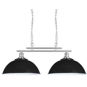 0932-2BK FUSION - 2LT CEILING BAR, SATIN SILVER, BLACK SHADES