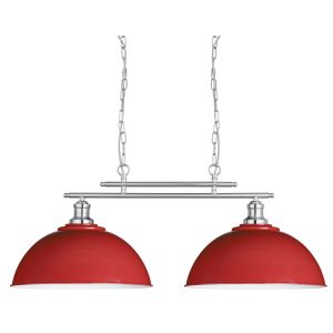 0932-2RE Fusion - 2 Light Ceiling Bar, Satin Silver, Red Shades