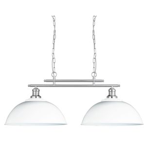 0932-2WH Fusion - 2 Light Ceiling Bar, Satin Silver, White Shades