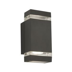Outdoor & Porch (Gu10 LED Lamp Included) - Up-Down Wall Bracket, Grey, Clear Diffuser