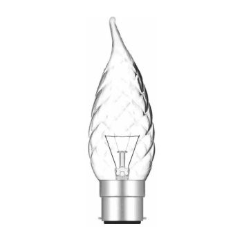 Candle Tip Twisted Clear B22 25W