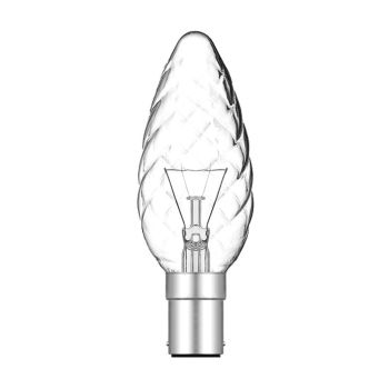 Candle 35mm Twisted B15D Clear 60W Incandescent/T