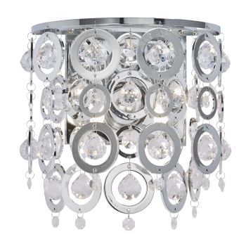 0572-2CC Nova - Nova 2 Light Wall Bracket, Chrome, Clear Acrylic Balls, Chrome Acrylic Rings
