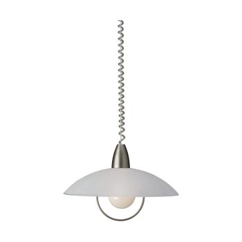 Romero 1 Light E27 White Rise And Fall Pendant Light C/W Glass Shade