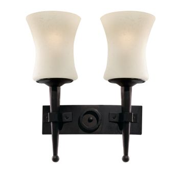 Cartwheel - 2 Light Wall Bracket, Black Scavo Glass