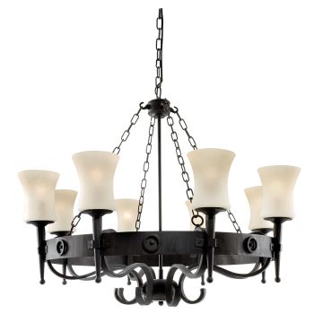 Cartwheel - 8 Light Ceiling, Black Scavo Glass