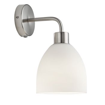 0871SS CROMWELL 1LT WALL LIGHT, SATIN SILVER WITH OPAL GLASS