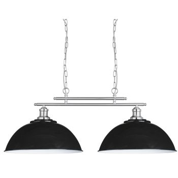 0932-2BK FUSION - 2LT CEILING BAR, SATIN SILVER, BLACK SHADES