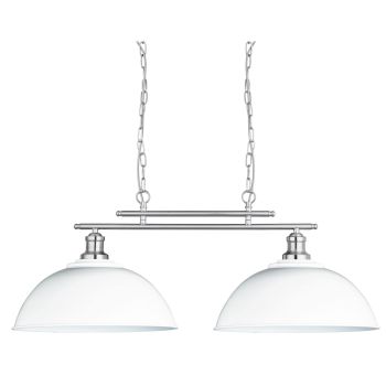 0932-2WH Fusion - 2 Light Ceiling Bar, Satin Silver, White Shades