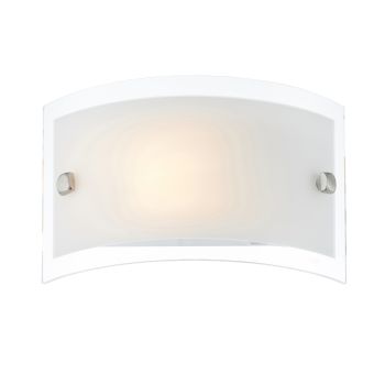 Phelps 1 Light E14 Curved Glass Wall Light With Rocker Switch & Polished Chrome Detail