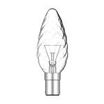 Candle 35mm Twisted B15D Clear 60W Incandescent/T